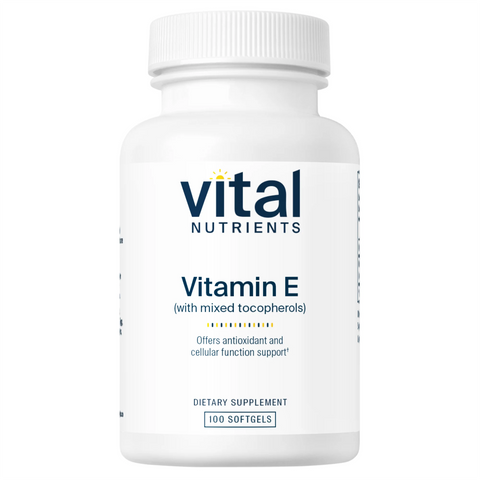 Vital Nutrients Vitamin E  (with mixed tocopherols) 100 softgels