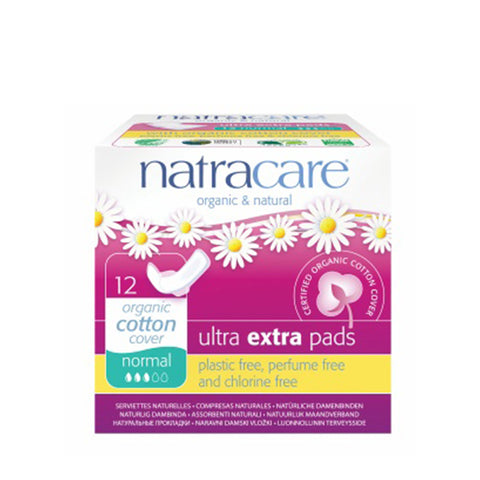 Natracare Ultra Extra Pads with Wings (23cm Normal, 12 pads)