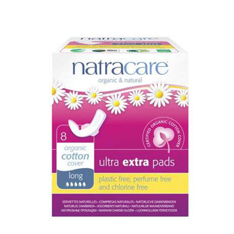 Natracare Ultra Extra Pads with Wings (31cm Long, 8 pads)
